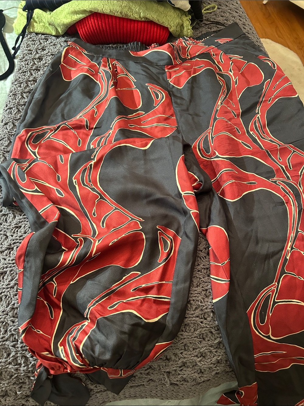 Banana Republic Black Joggers with Red Abstract Swirl